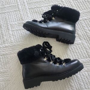 Land's End leather faux fur boots